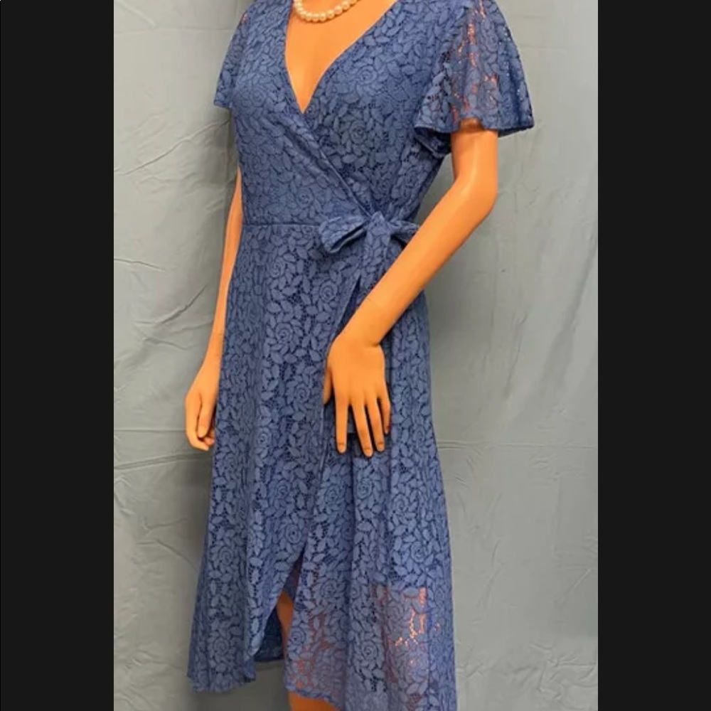 New with tags Jessica Howard blue lace, flowy, scarf dress size 12P Wedding